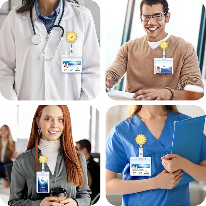 Funny Sunshine Nurse Badge Reel, Cute Happy Sun Retractable ID Badge Holder - Image 4