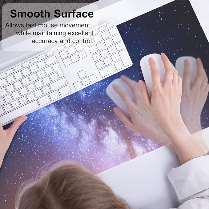 QiyI Large Desk Pad, Milky Way Mouse Pad Desktop Decor, Waterproof PU Leather - Image 4