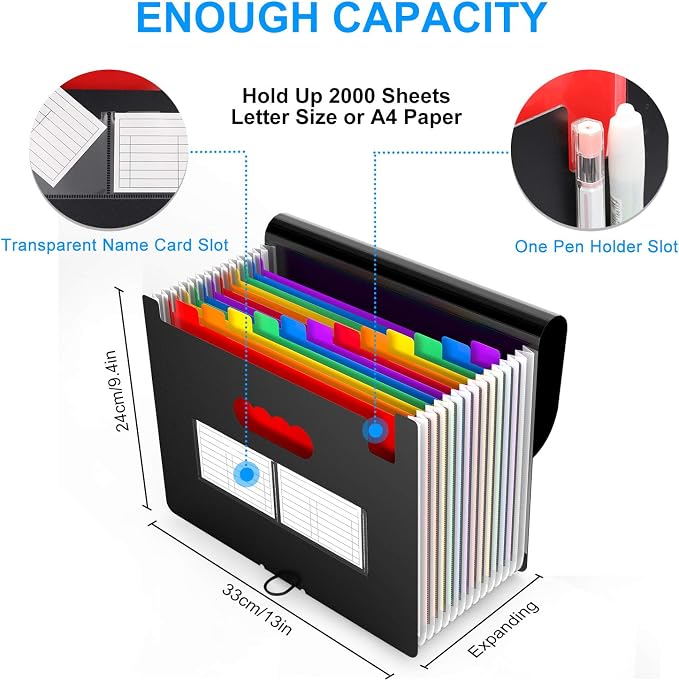 Accordion File Folder, 12 Pocket Expanding Desktop File Keeper - Image 4