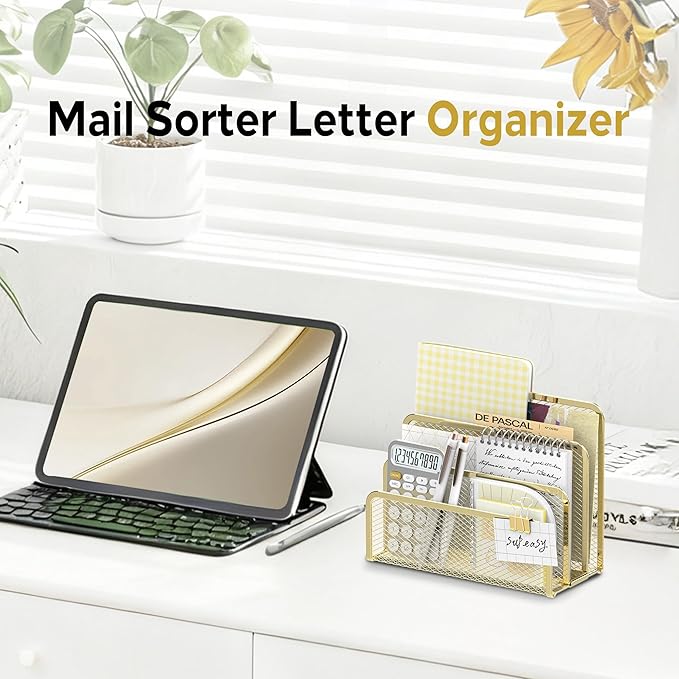 SUPEASY Mail Organizer for Desk, Mesh Metal Mail Holder Countertop - Image 4