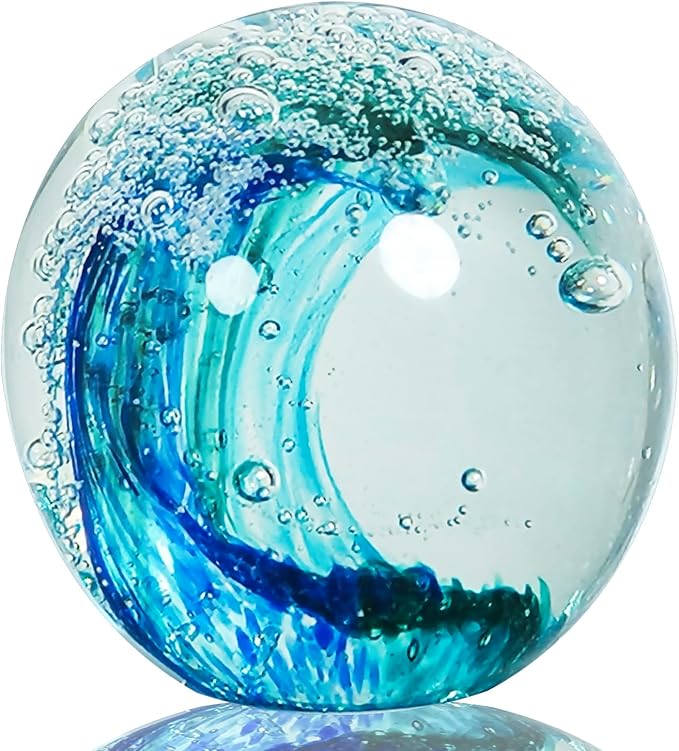 Hand Blown Ocean Wave Glass Ball ：Unique Gift by HandBlownGlassArt