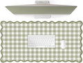 Scalloped‌ Green Checkered Desk Mat Cute Pastel Large Gaming Mouse Pad Gingham by Unknown