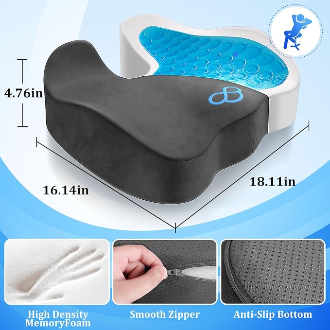 CushyOasis Seat Cushion, Gel Chair Cushions, Office Chair Cushions, Anti-Slip - Image 5