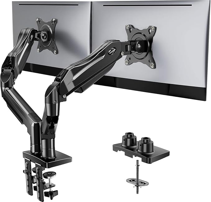 HUANUO FlowLift™ Dual Monitor Stand, Fully Adjustable Gaming Monitor Desk Mount by HUANUO