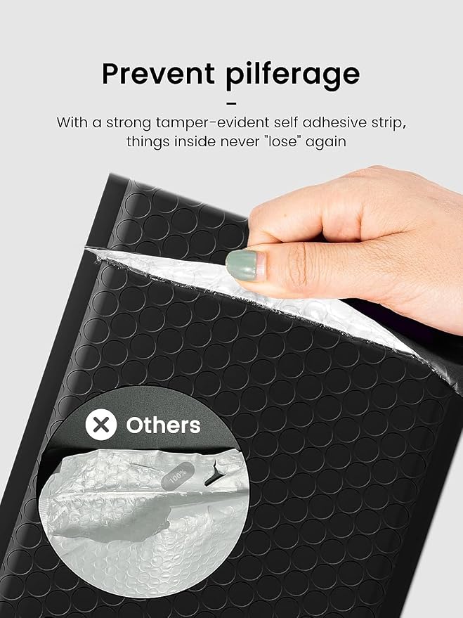 GSSUSA Black Bubble Mailers 6X10 Inches 500 Pack, Padded Poly Bubble Mailer - Image 6