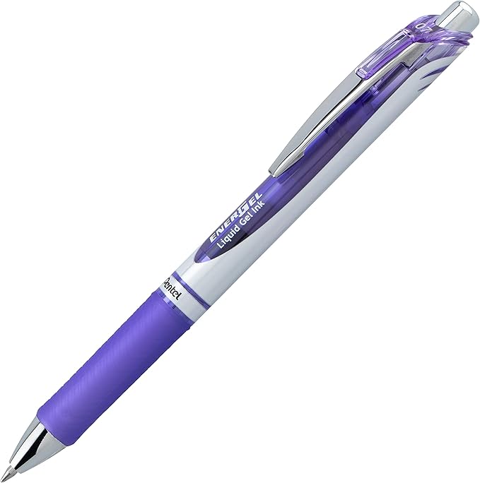 Pentel EnerGel RTX Retractable Liquid Gel Ink Pen, Medium line, Lilac Ink - Image 2