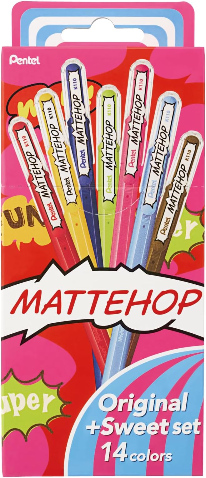 Pentel Matte Hop Original + Sweet Color Ballpoint Pen, 14 Colors K110-V14ST - Image 5