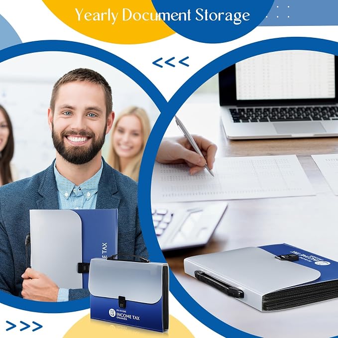 2 Sets Tax Record Organizer All in One Income Tax Document Organizer 13 Pockets - Image 6