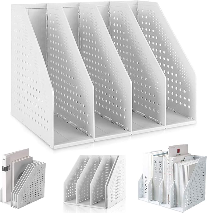 Lemical Magazine Holder 4 Vertical Compartments Collapsible Magazine File by Lemical-US