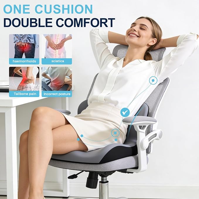 Seat Cushion for Office Chair and Car, L-Shaped Ergonomic Car Seat Cushions - Image 3
