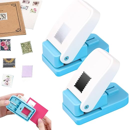 2 Pcs Stamp Punch, Rectangular Postage Shape Paper Punch, Square Hole Stamps by CYFUNDESIGN