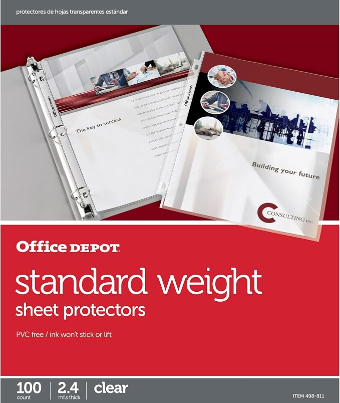 Office Depot Top-Loading Sheet Protectors, Standard Weight, Box of 100 - Image 4