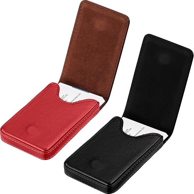 Outus 2 Pieces Business Card Holder, PU Leather Business Card Case Pocket Wallet by Outus