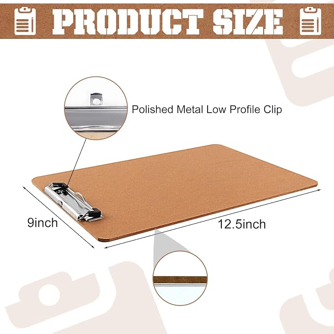 Clipboards, PANDRI 26 Pack Hardboard Office Clipboards, Low Profile Clip - Image 2