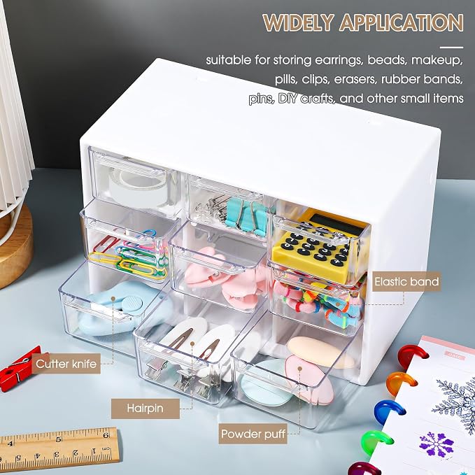 Rtteri 9 Pieces Mini Drawer Organizer Plastic Desktop Storage Box Desk Craft - Image 5