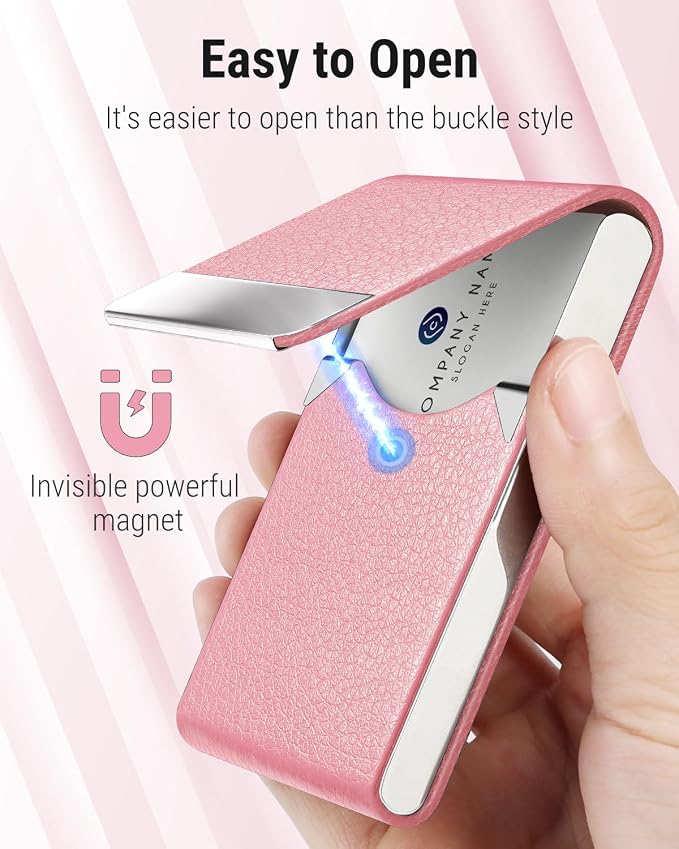MaxGear Business Card Holder, PU Leather & Stainless Steel Business Card Case - Image 3