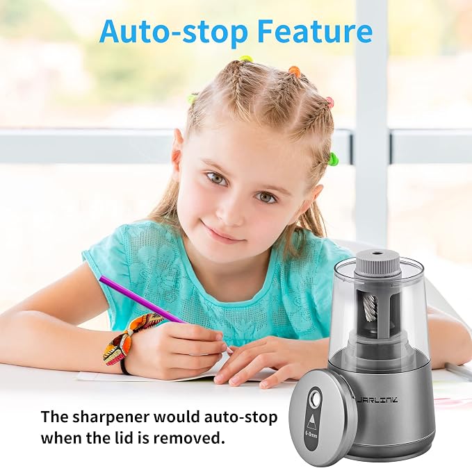 JARLINK Electric Pencil Sharpener, Heavy-Duty Helical Blade to Fast Sharpen - Image 9