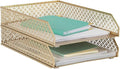 BLU MONACO | Paper Tray Stackable Gold Set of 2 | Stackable File Trays by Blu_Monaco