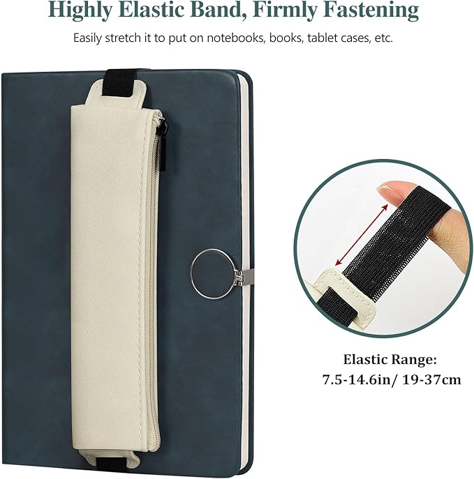 MoKo Elastic Pen Holder for Notebook, 4 Pieces PU Leather Pencil Case - Image 2
