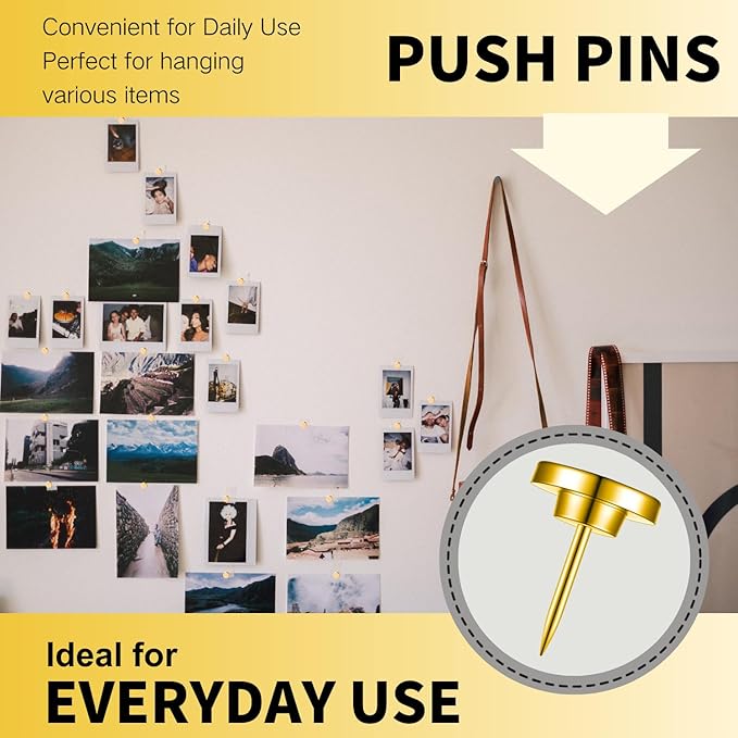30 PCS Metal Gold Push Pins for Wall Clear Thumb Tacks for Walls Flat - Image 5