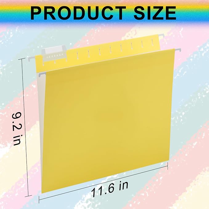 pmybupo Hanging File Folders, 25 Pack Yellow Letter Size Hanging File Folders - Image 2