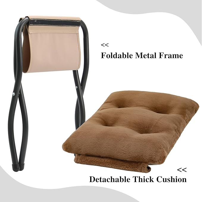 15" Folding Ottoman, Foldable Footrest Stool, Portable Small Foot Stool - Image 4