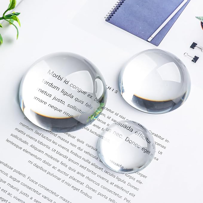 2pcs 1.6inch Crystal Dome Magnifying Paperweight, Reading Magnifier Glass Paper - Image 5