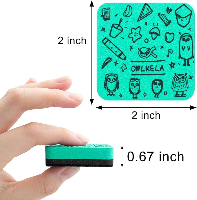 OWLKELA 30 Pack Magnetic Cyan Whiteboard Eraser, EVA Material - Image 2