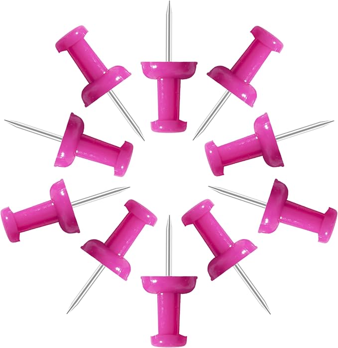VAPKER Push Pins Tacks 120Pcs Solid Hot Pink Thumb Tacks Larger Size Pin Map by VAPKER