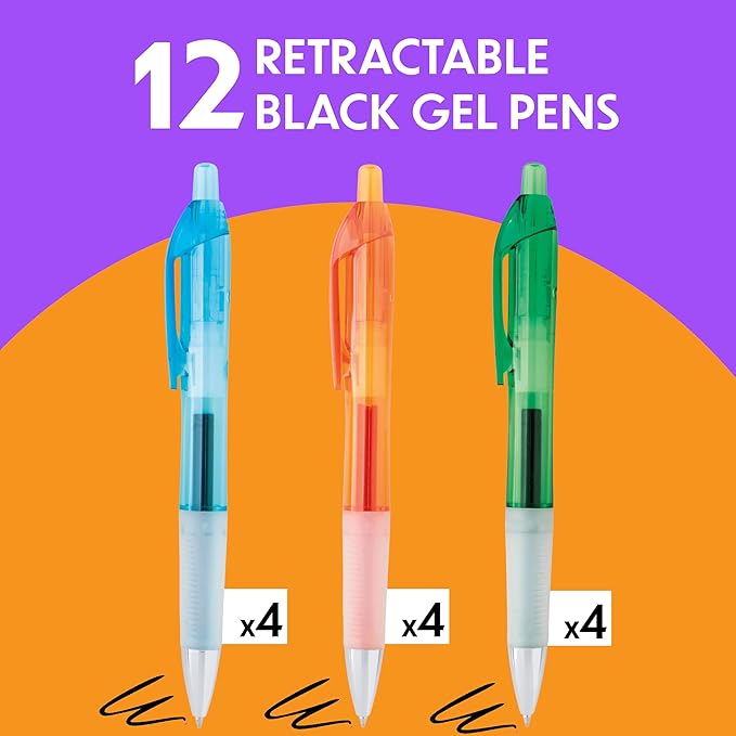 BIC Intensity Clic Black Gel Pens, Medium Point, 12-Count Pack, Retractable Gel - Image 5