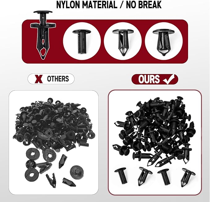 Xislet 200Pcs Polaris Push Pins, UTV Nylon Fender Clips & Body Rivets - Image 4