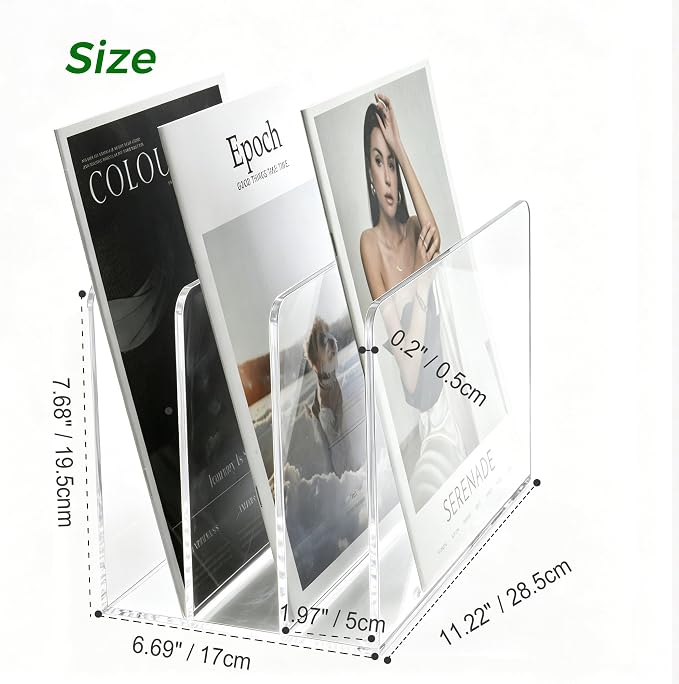 Acrylic Magazine File Holder, 3-Section A4 Desk Organizer | Fits A4 documents - Image 2