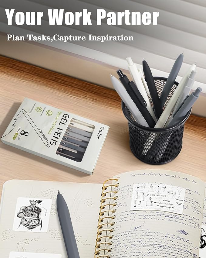 Vitoler Black Ink Gel Pens, For Teachers, For Nurses, Quick dry, Liquid Ink - Image 6