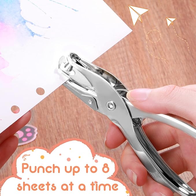 Lanties 24 Pack 1 Hole Punch 1/4 Inch Single Hole Puncher Metal 5 Sheet - Image 4