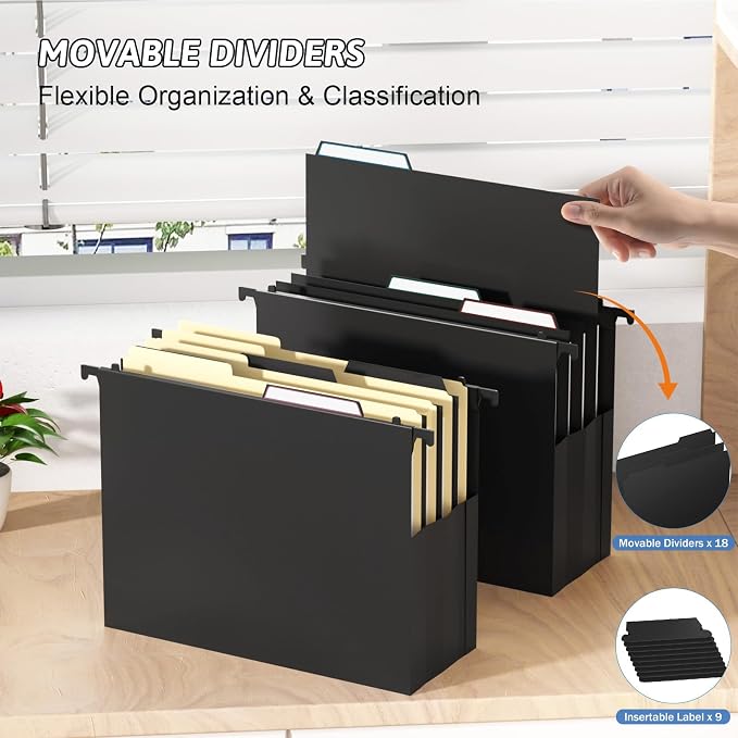 Plastic Extra Capacity Hanging File Folders, 6 Pack Heavy Duty 4" Expandable - Image 4