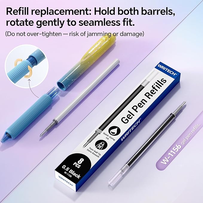 WRITECH Gel Pens Fine Point: Nebula Pen Set 0.7mm Black Ink Retractable 6ct - Image 5