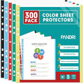 Sheet Protectors, PANDRI 300 Pack Color Heavy Duty Plastic Page Protectors by PANDRI
