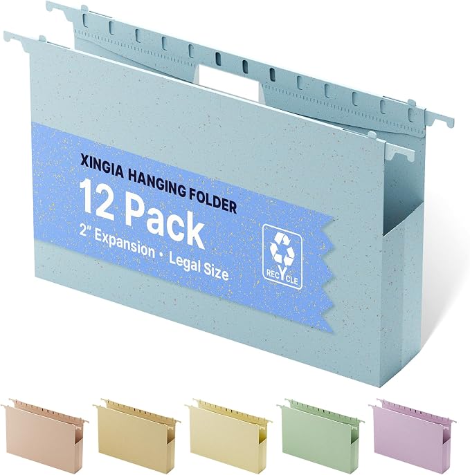 XINGIA Legal Size Hanging File Folders, 12 Pack Reinforced Legal Size File by Unknown