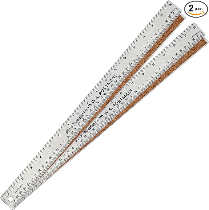 Breman Precision Metal Ruler 18 Inch Cork Back – 2 Pk Stainless Steel Straight by WAPortman