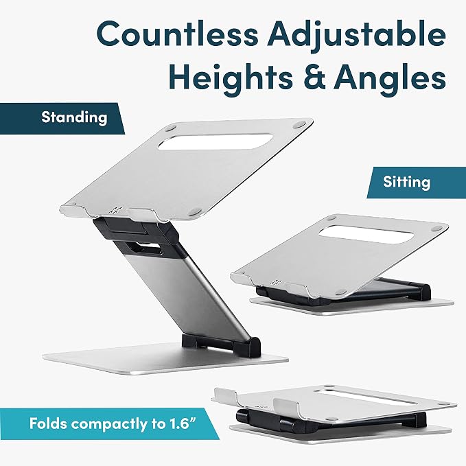Lifelong Laptop Stand for Desk, Ergonomic Sit to Stand Premium Aluminum Laptop - Image 3