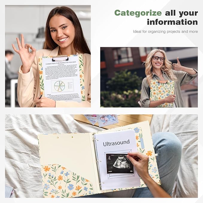 Ospelelf Binder 3 Ring 1 Inch, Round Ring Clipboard Binder - Image 4