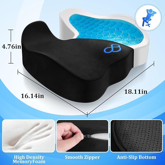 CushyOasis Seat Cushion, Gel Chair Cushions, Office Chair Cushions, Anti-Slip - Image 5