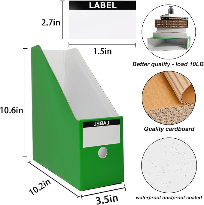 Limitliho Green Cardboard Magazine Holder, Magazine File Holder - Image 2