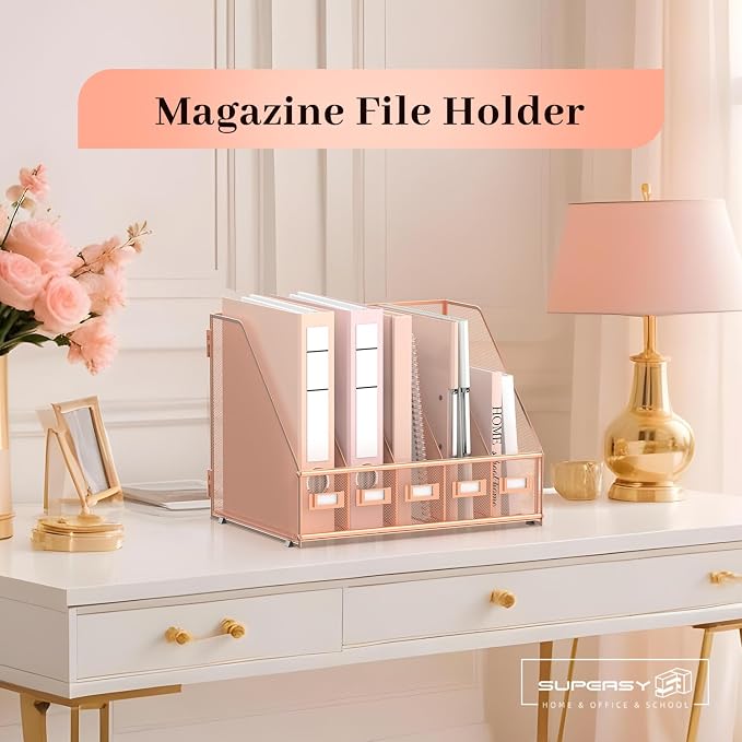 SUPEASY Desk Organizers Metal Desk Magazine File Holder - Image 2