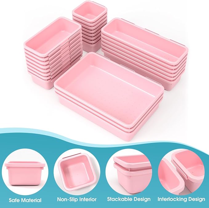 25 PCS Drawer Organizer Set, 4 Size Makeup Drawer Divider Organizer - Image 3
