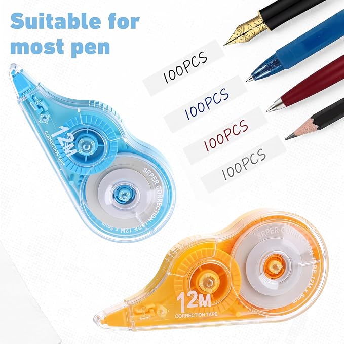 AmazingSpark 100 Pcs Correction Tape Bulk 39.4 ft White Wrong out - Image 5