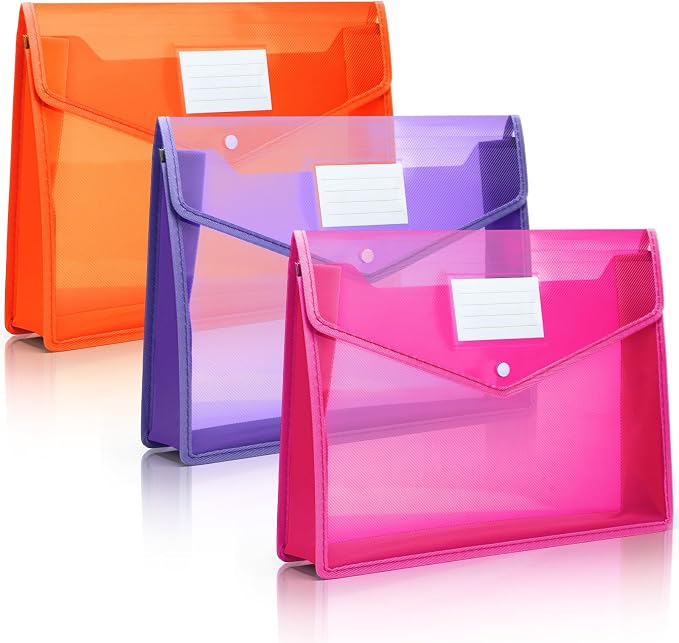 Epakh 3 Pack Plastic Expanding File Folders Expandable File Folder by Epakh