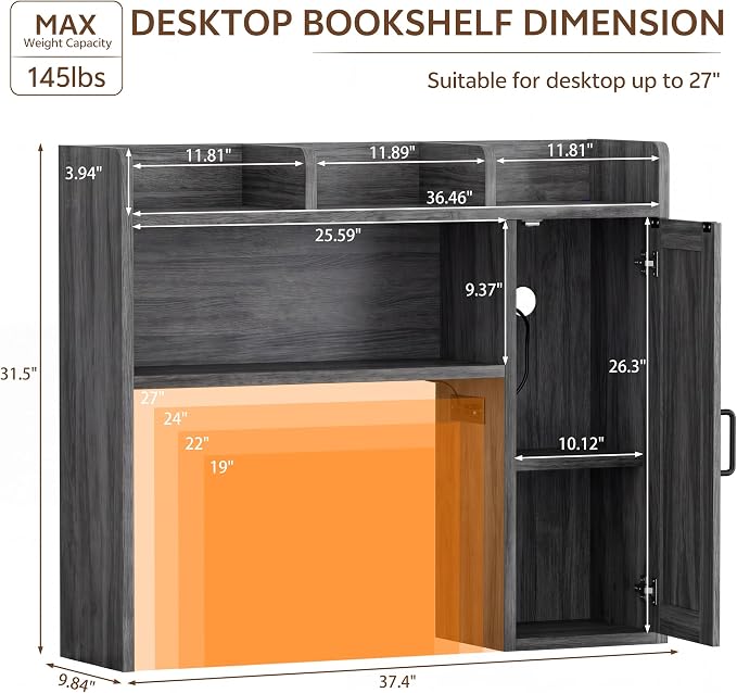 Dorm Desk Hutch, Desktop Shelf - Image 2