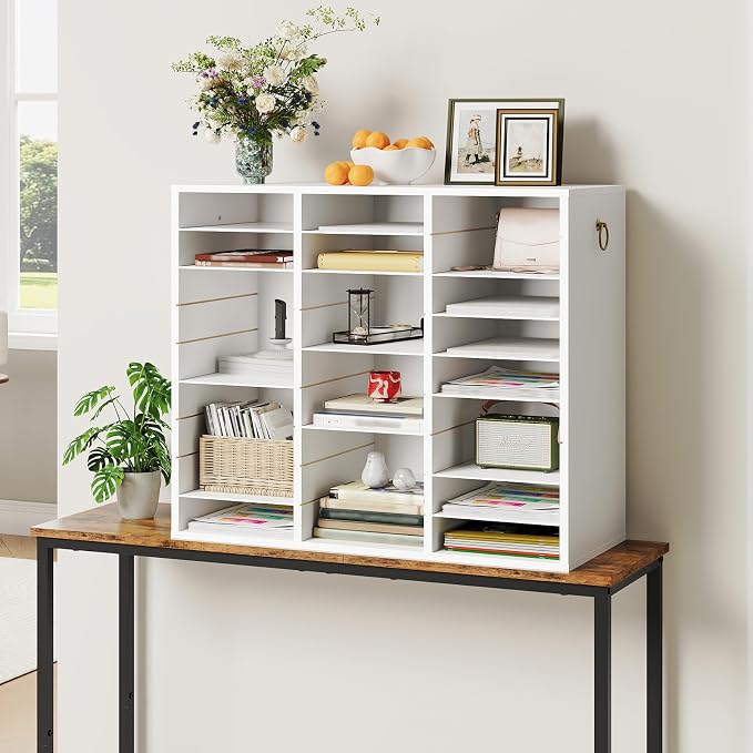 HOOBRO Literature Organizer, 27 Compartments Wooden Mail Organizer, Countertop - Image 8
