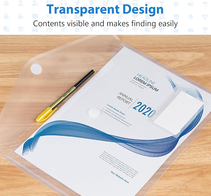 ABSOFINE 48 Pack Plastic Envelope File Folders, Transparent Folders - Image 4